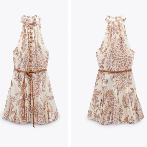 NWOT Zara printed button mini dress - Picture 3 of 3